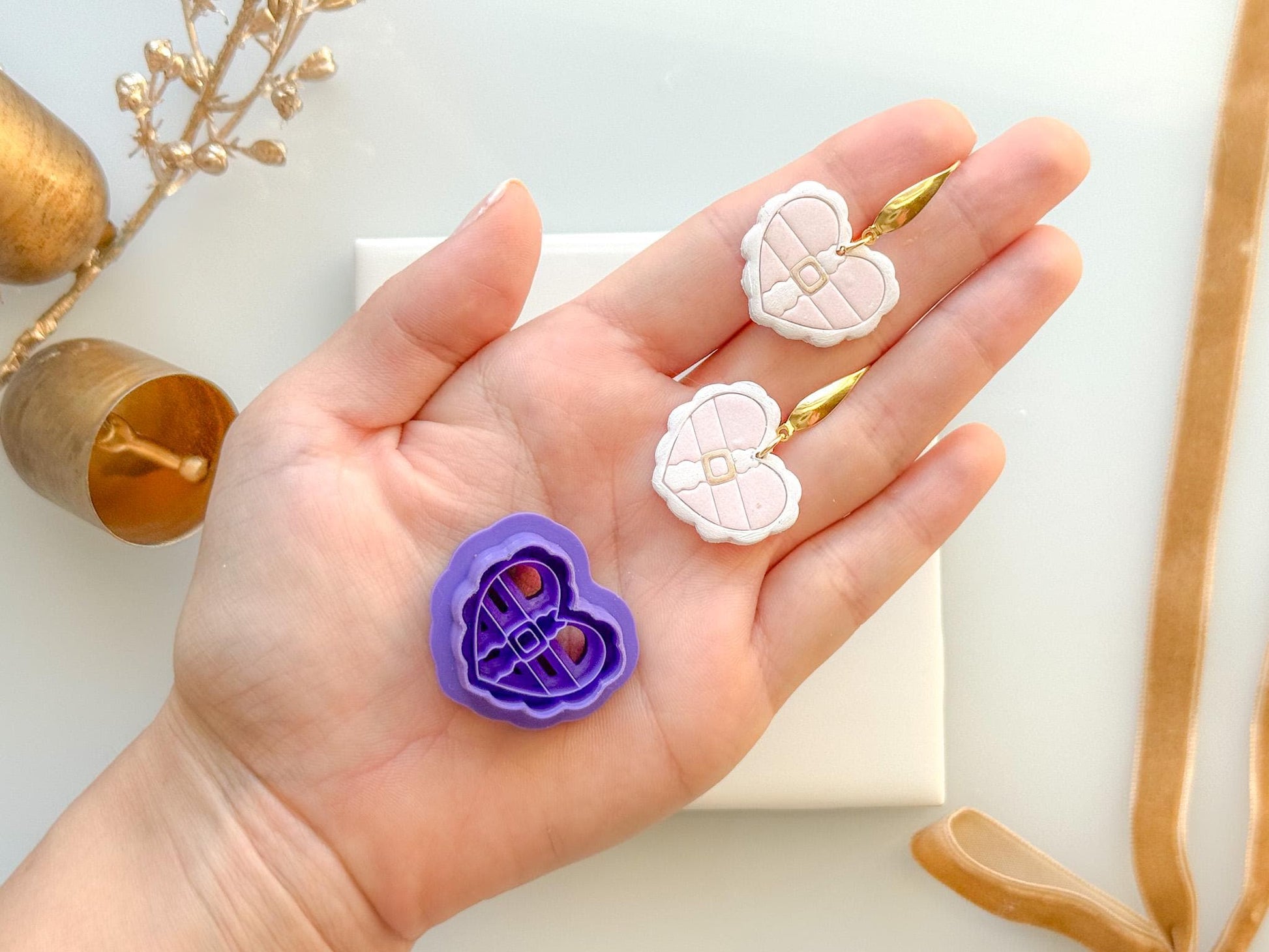 Santa Heart Clay Cutter | Polymer Clay Earring Tool | Christmas Valentine Cutter | Cute Santa heart | ButtrCuttr