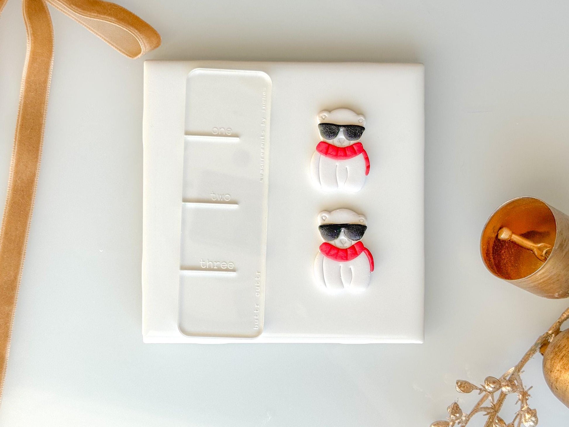 Jr Mint Polar Bear Clay Cutter Set | Polymer Clay Earring Cutter | Cute Bear with Sunglasses | Winter Cutter | ButtrCuttr