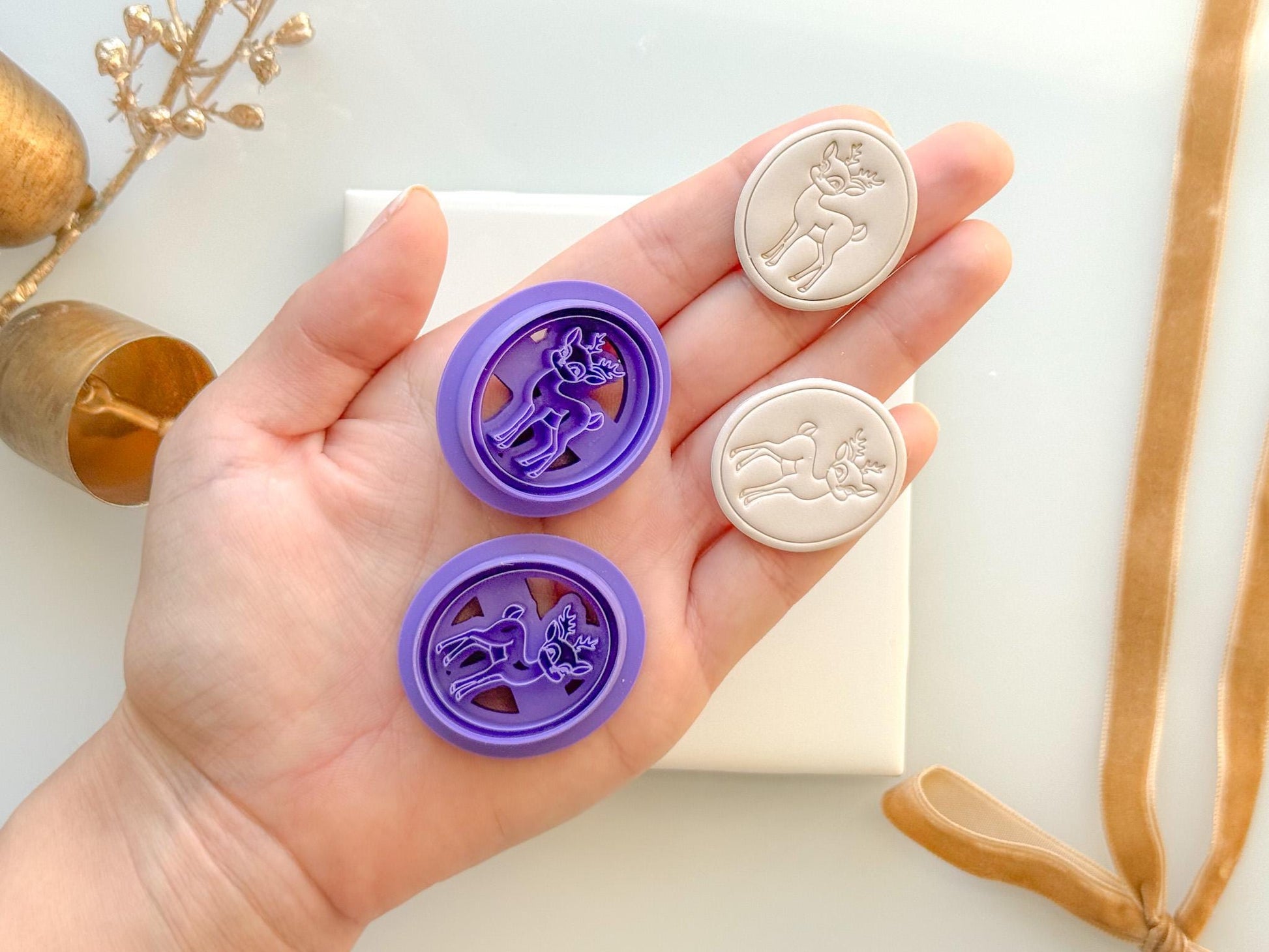 Reindeer Oval Frame Clay Cutter | Christmas Polymer Clay Earring Cutter | Single & Mirrored Option