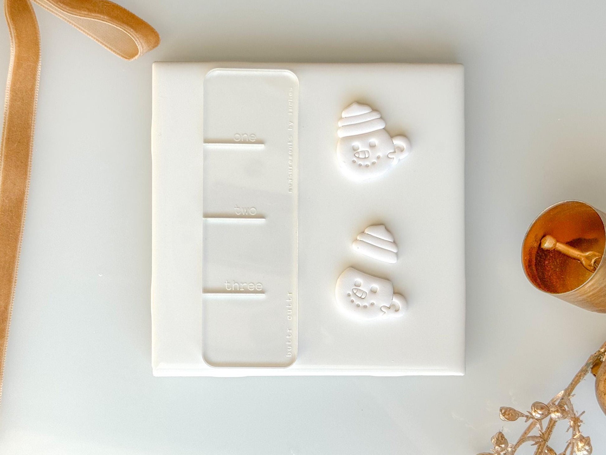 Snowman Mug Clay Cutter | 2pc Winter Hot Cocoa Polymer Clay Earring Set with Mirror Option