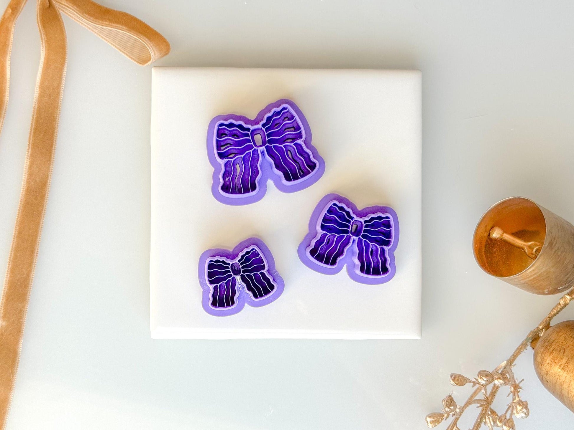 Wavy Bow Clay Cutter for Earrings | 3 Sizes Available | Polymer Clay Jewelry Tool | ButtrCuttr Sharp PLA Cutter