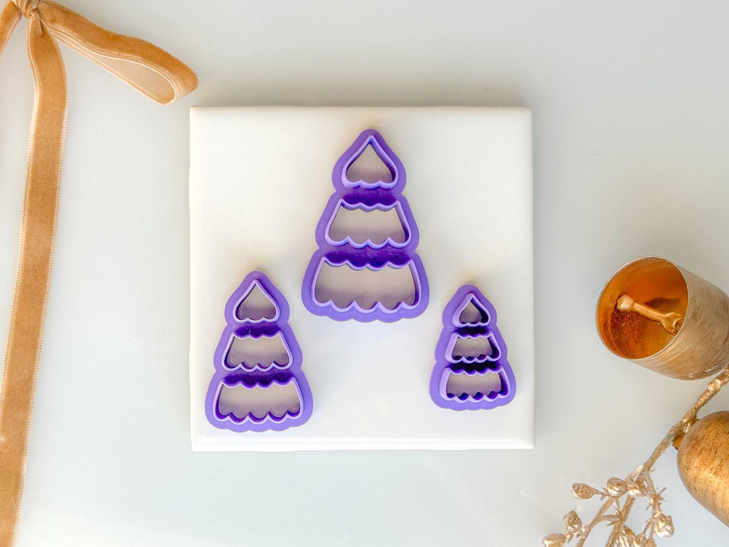 Stackable Christmas Tree Clay Cutter Set | Polymer Clay Earring Cutter for Holiday Designs