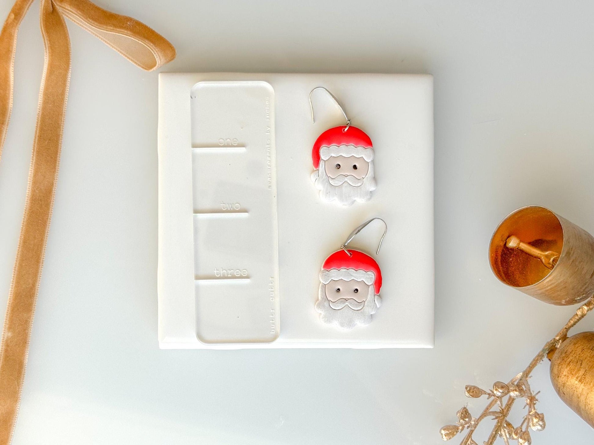 Santa Face Clay Cutter | Mirrored Polymer Clay Cutter for Christmas Earrings