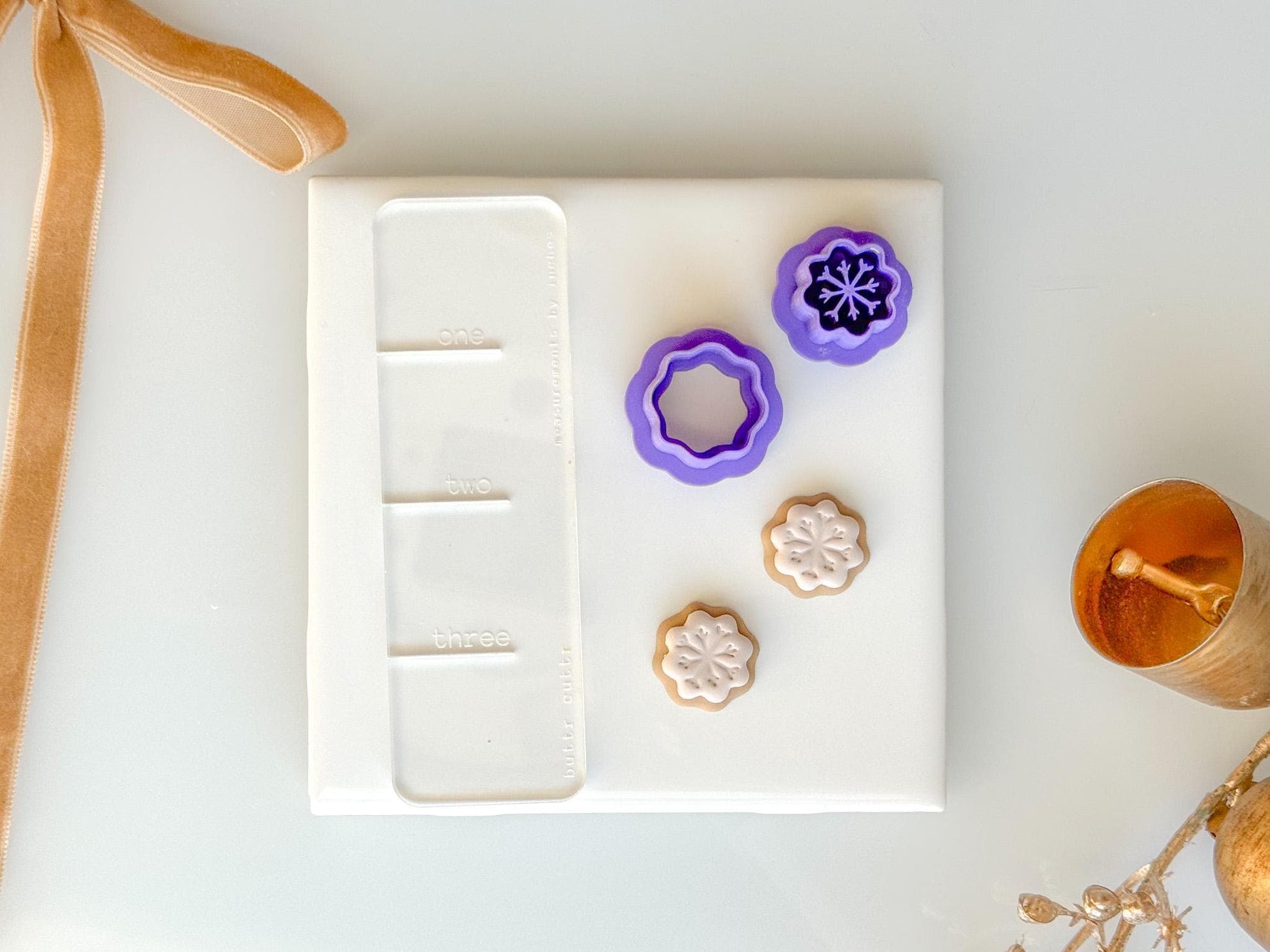 Snowflake Clay Cutter Set | Winter Polymer Clay Earring Cutter | 2 Piece Fluted Inlay Set