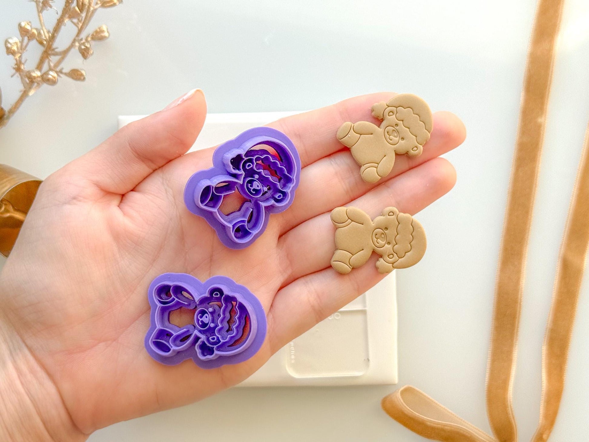 Santa Bear Clay Cutter | Cute Christmas Teddy Polymer Clay Earring Cutter | One Size + Mirrored Option | Holiday Earrings