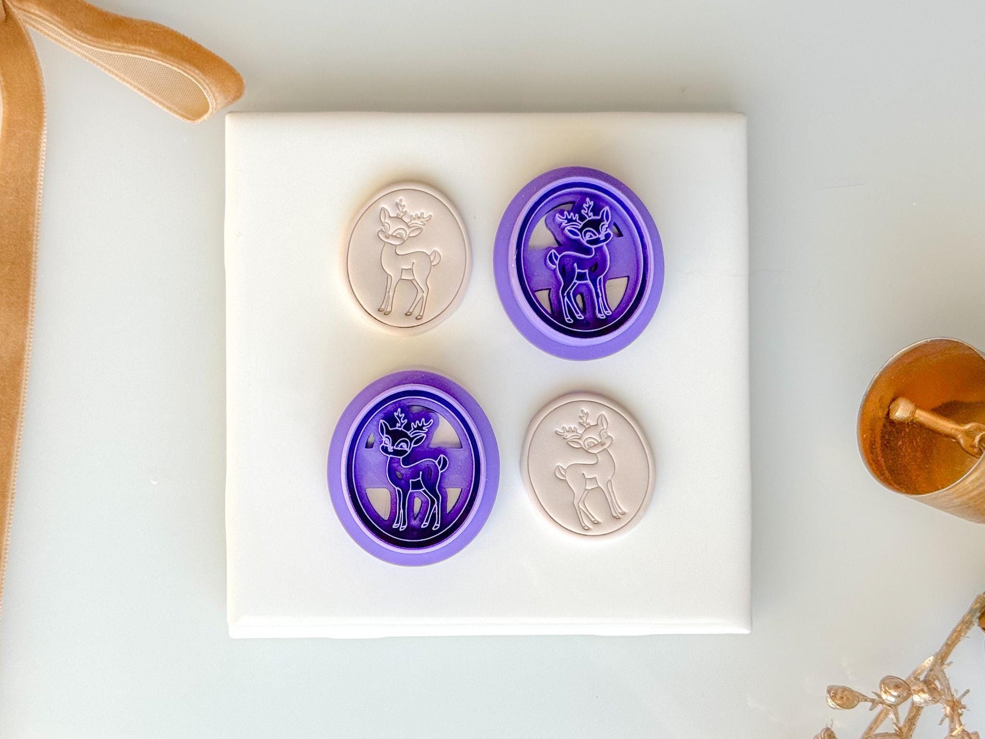 Reindeer Oval Frame Clay Cutter | Christmas Polymer Clay Earring Cutter | Single & Mirrored Option