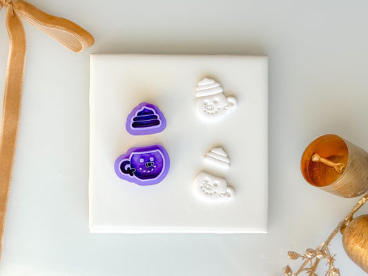 Snowman Mug Clay Cutter | 2pc Winter Hot Cocoa Polymer Clay Earring Set with Mirror Option
