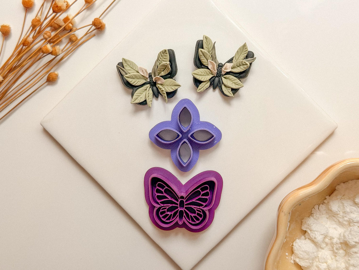 Butterfly Clay Cutter, Nature Jewelry Making Tool, (.75, 1.25, 2 inch) With or Without Leaf cutter