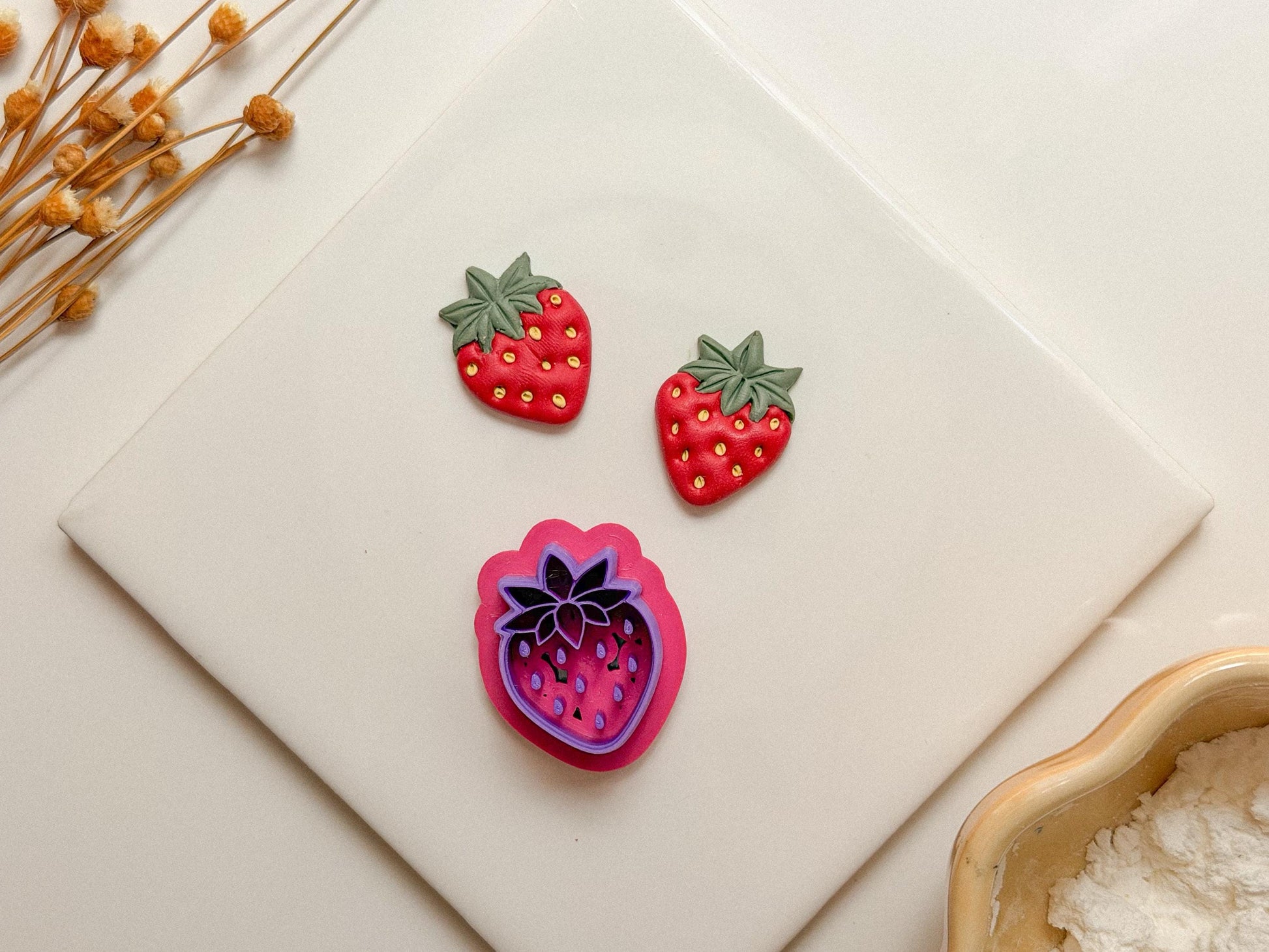 Strawberry Polymer Clay Cutter, 1 and 1.5 inch options