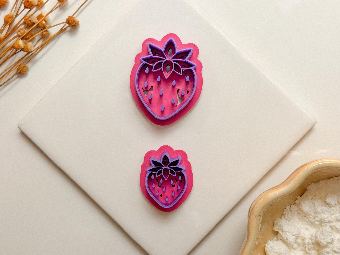 Strawberry Polymer Clay Cutter, 1 and 1.5 inch options