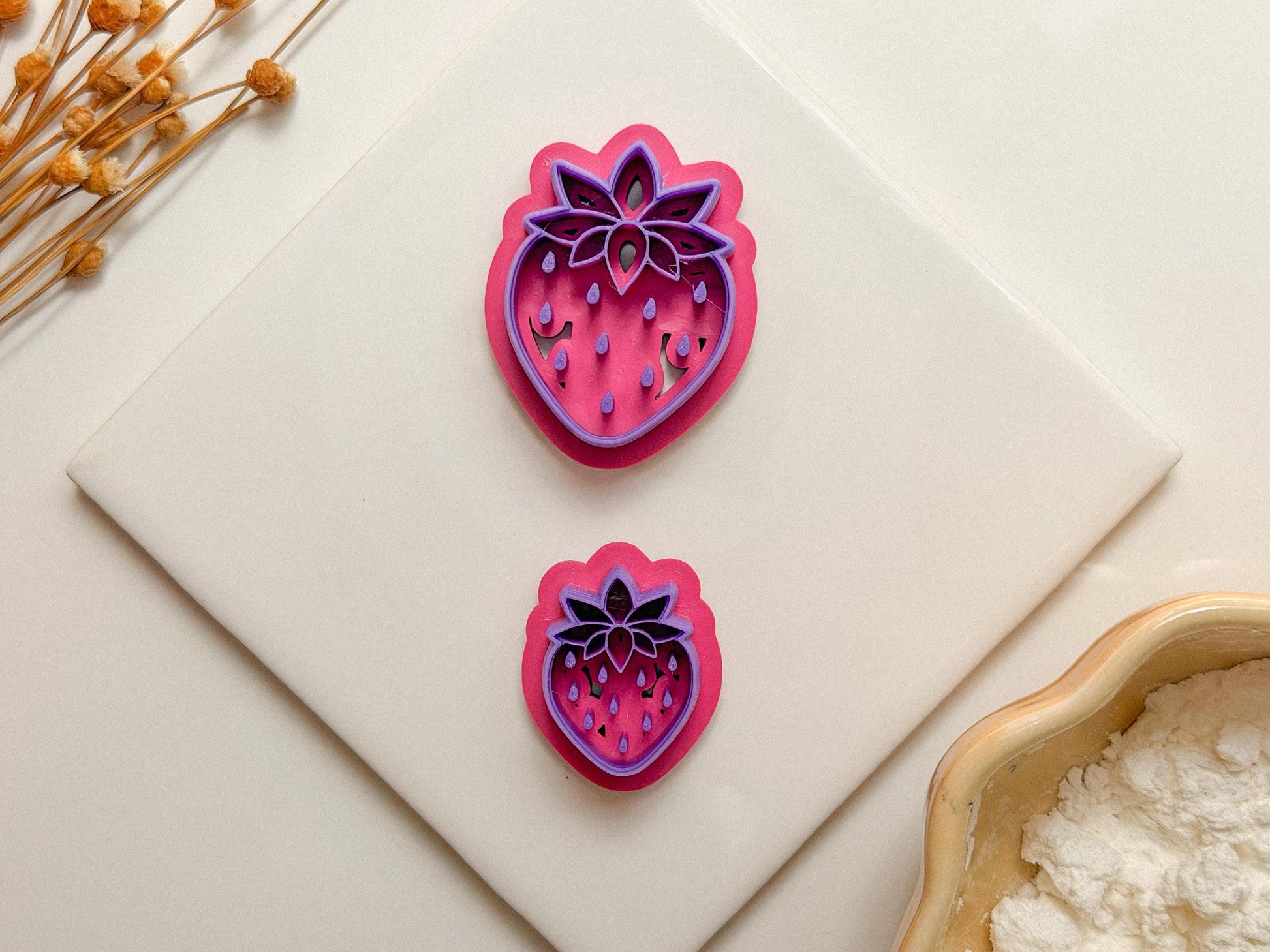 Strawberry Polymer Clay Cutter, 1 and 1.5 inch options