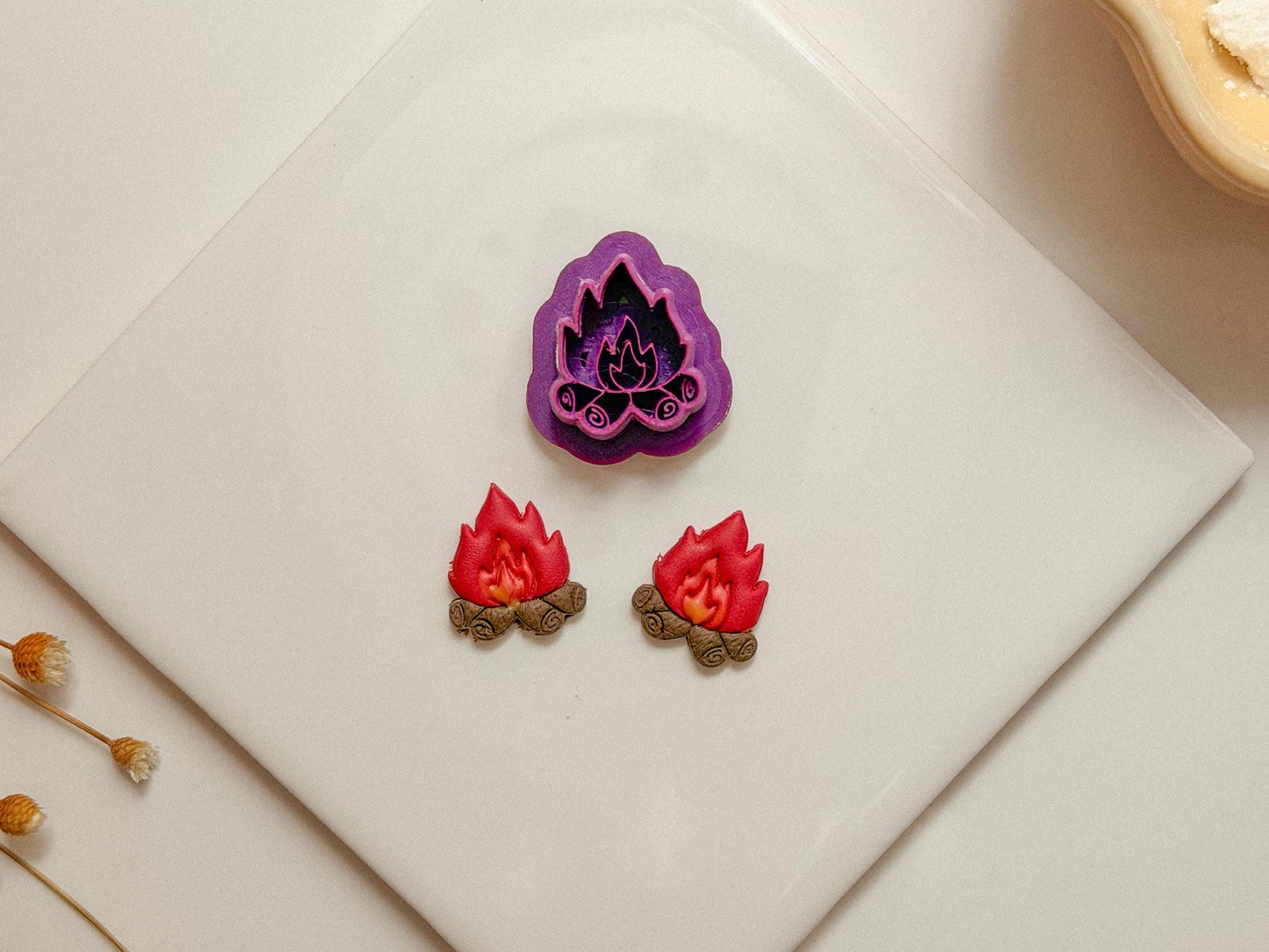 Campfire Polymer Clay Cutter, Fire Clay Cutter, Nature Camping Jewelry Making Tool, buttr cuttr
