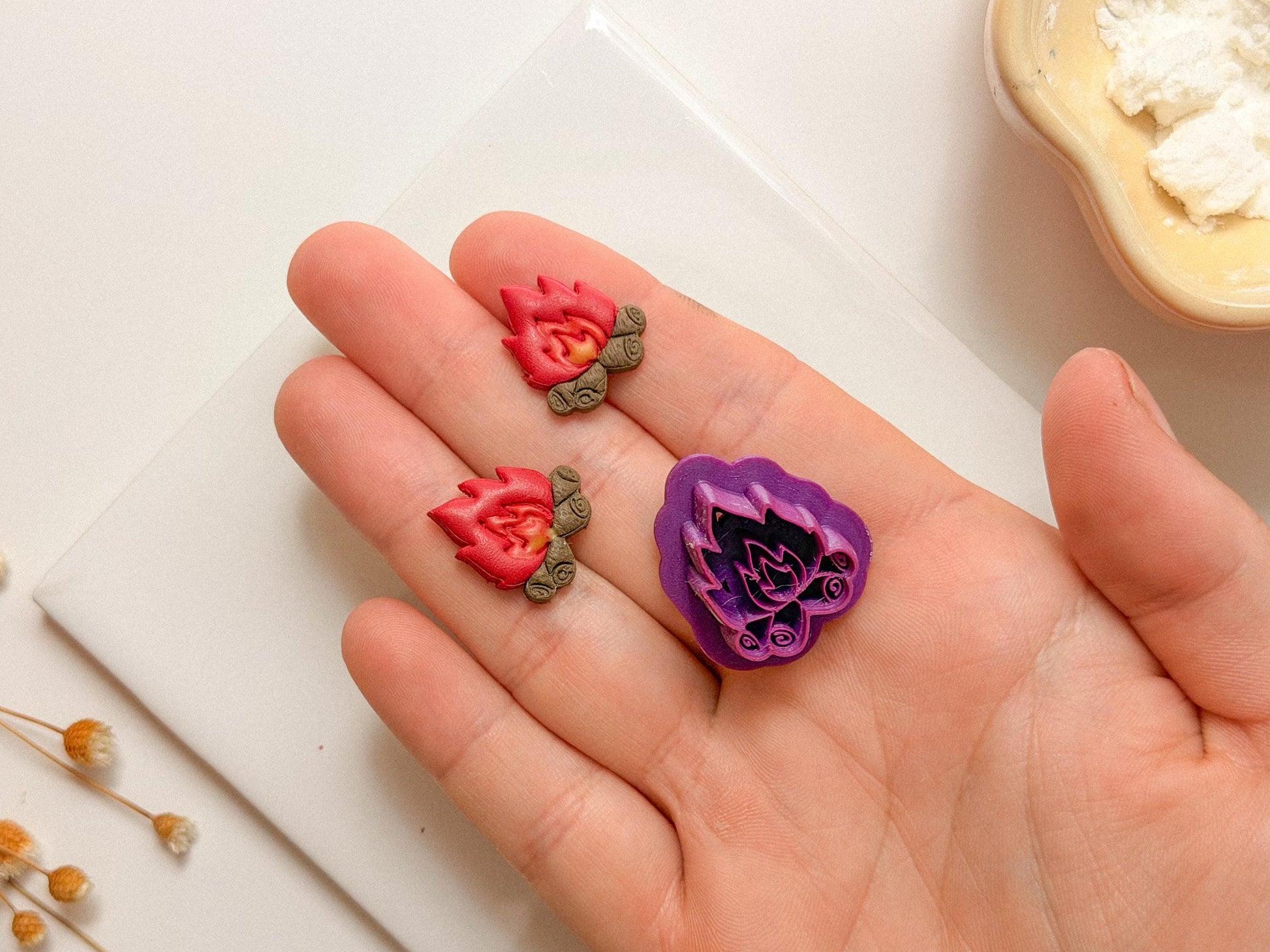 Campfire Polymer Clay Cutter, Fire Clay Cutter, Nature Camping Jewelry Making Tool, buttr cuttr
