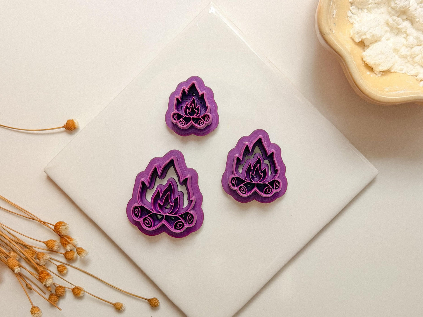 Campfire Polymer Clay Cutter, Fire Clay Cutter, Nature Camping Jewelry Making Tool, buttr cuttr