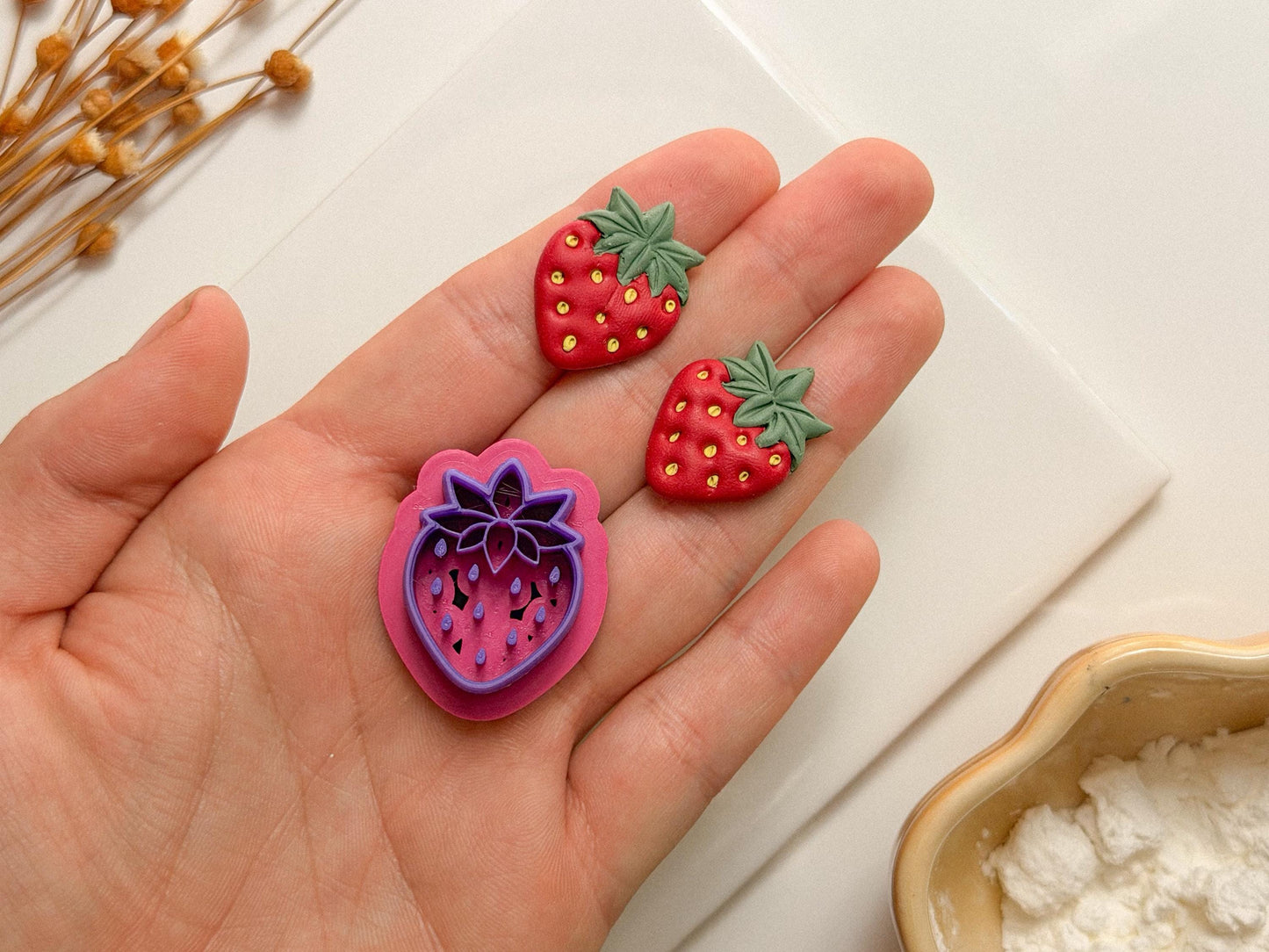 Strawberry Polymer Clay Cutter, 1 and 1.5 inch options