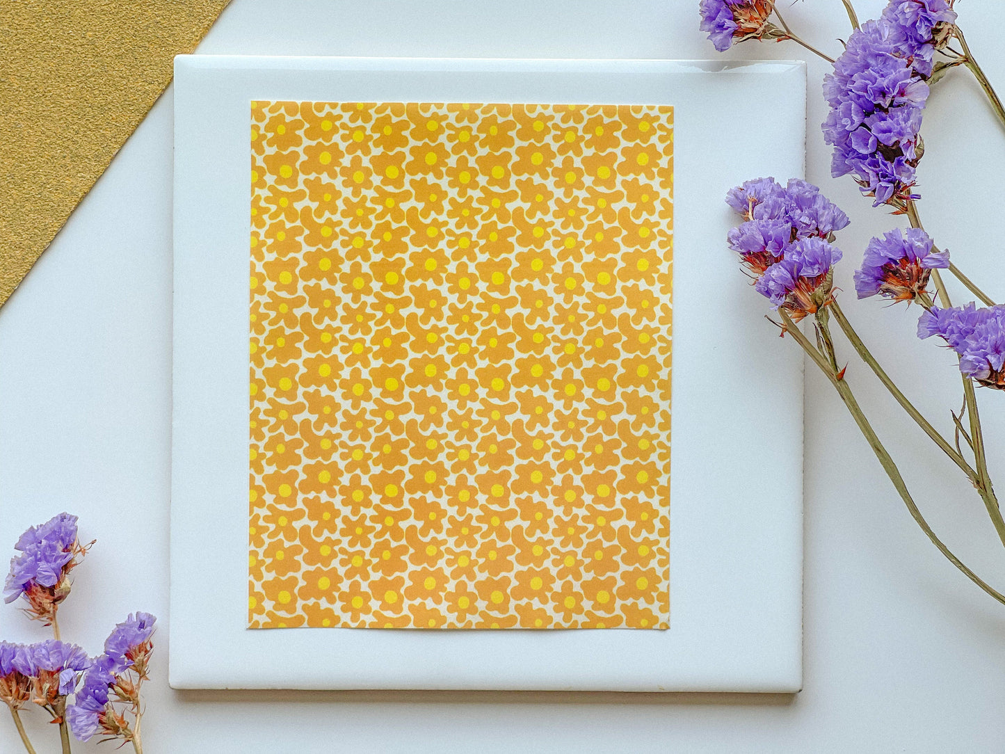 Funky Yellow Flower Clay Transfer Sheet, 4x5 inches